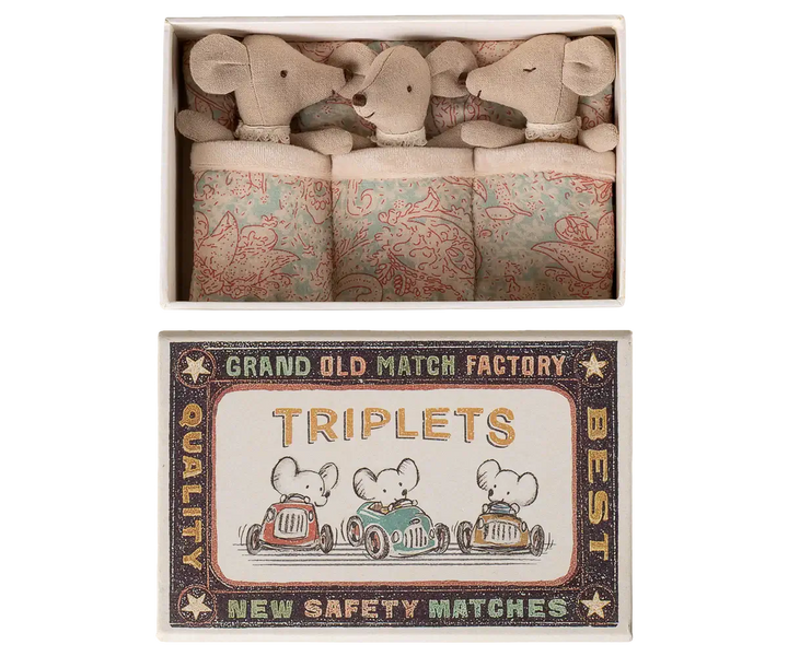 Maileg Triplets Baby mice in matchbox Checker