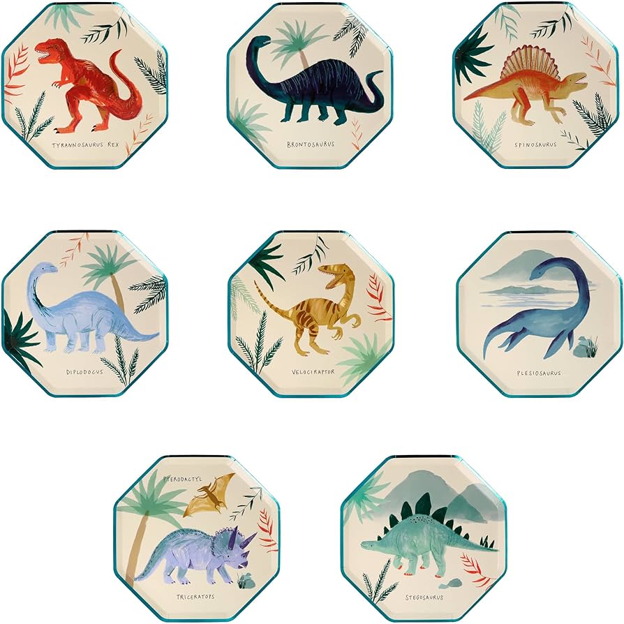 Meri Meri: Dinosaur Kingdom Side Plates - Acorn & Pip_Meri Meri