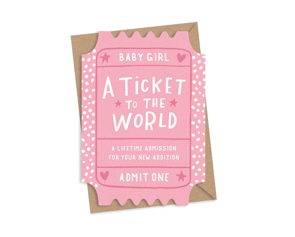 Dotty Black A Ticket To The World Baby Girl Card