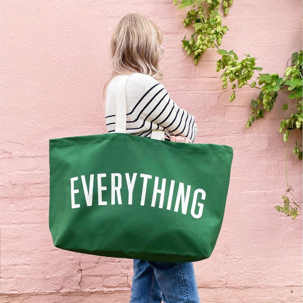 Alphabet Bags: Everything Oversized Forest Green Big Tote Bag - Acorn & Pip_Alphabet Bags