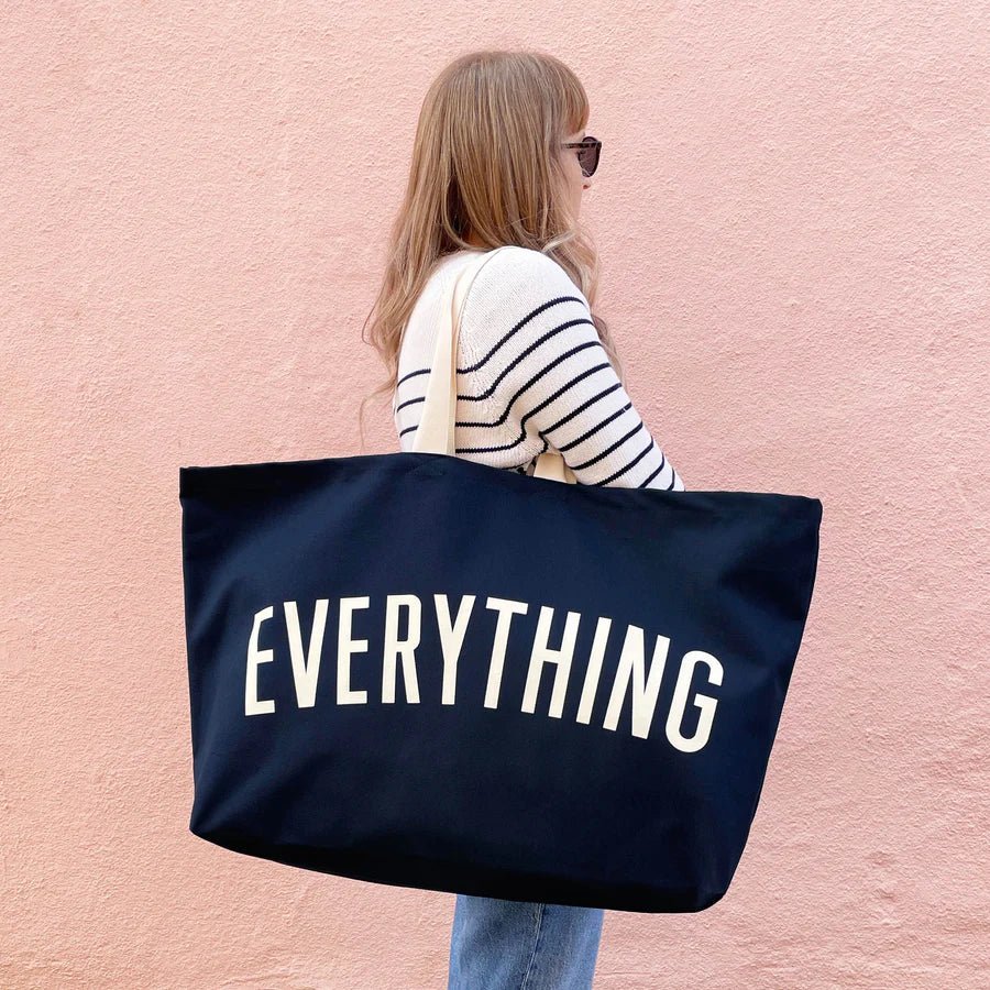 Alphabet Bags: Everything Oversized Navy Big Tote Bag - Acorn & Pip_Alphabet Bags