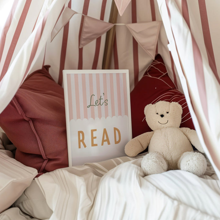 Autumn's Corner: Let's Read - Stripy Edition - Fine Art Print - Acorn & Pip_Autumns Corner
