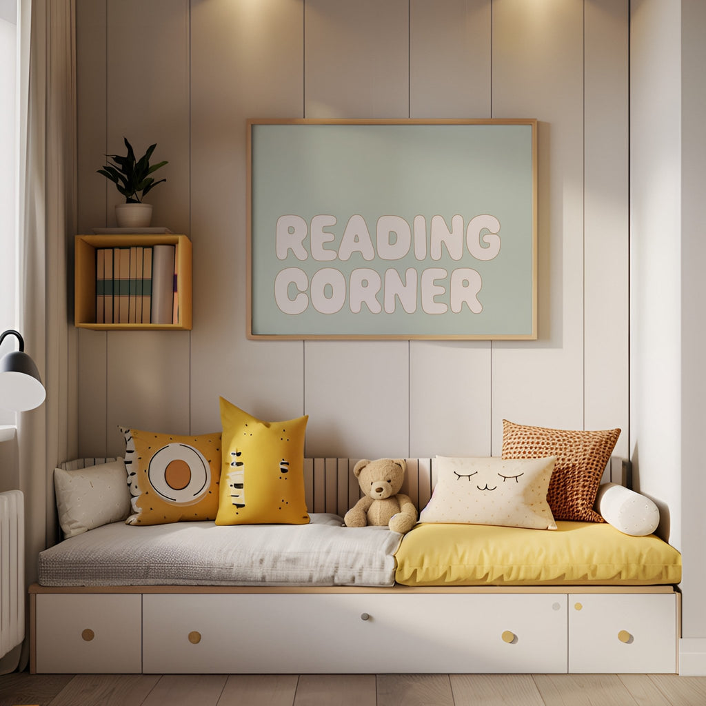 Autumn's Corner: Reading Corner - Fine Art Print - Acorn & Pip_Autumns Corner
