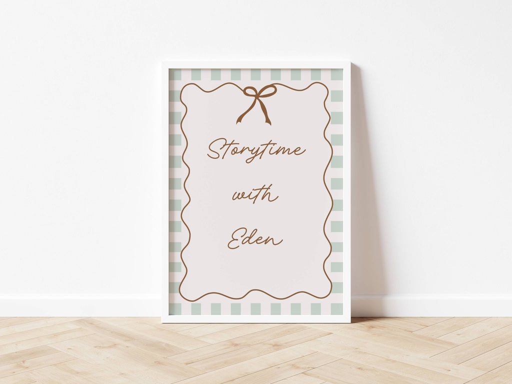 Autumn's Corner: Storytime With (Personalised Print) - Checkerboard Edition - Acorn & Pip_Autumns Corner