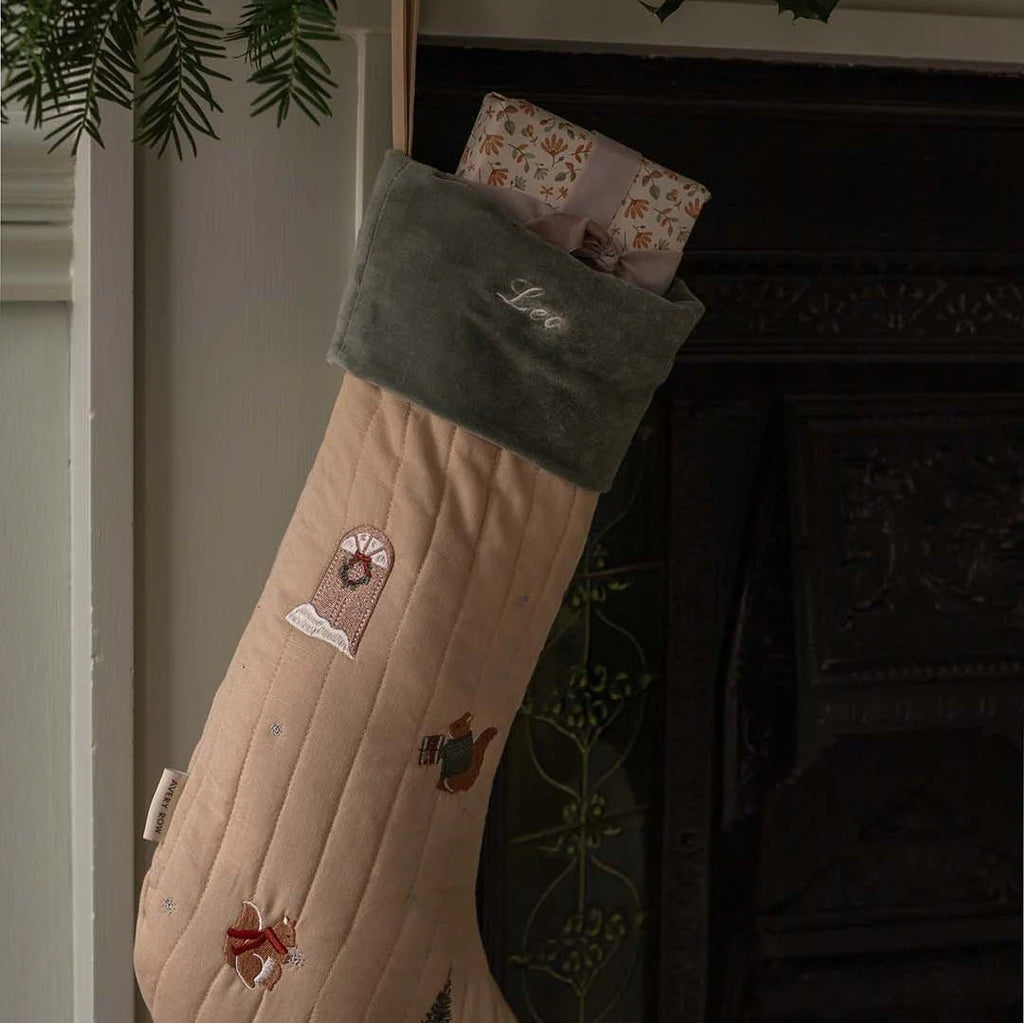 Avery Row: Christmas Stocking - Festive Forest Squirrel - Acorn & Pip_Avery Row