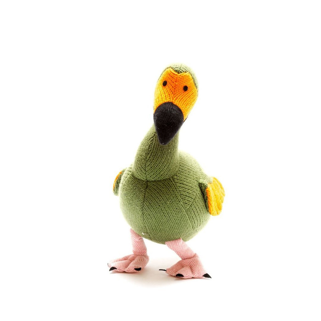 Best Years: Knitted Dodo Toy Moss Green with Orange Tail - Acorn & Pip_Best Years