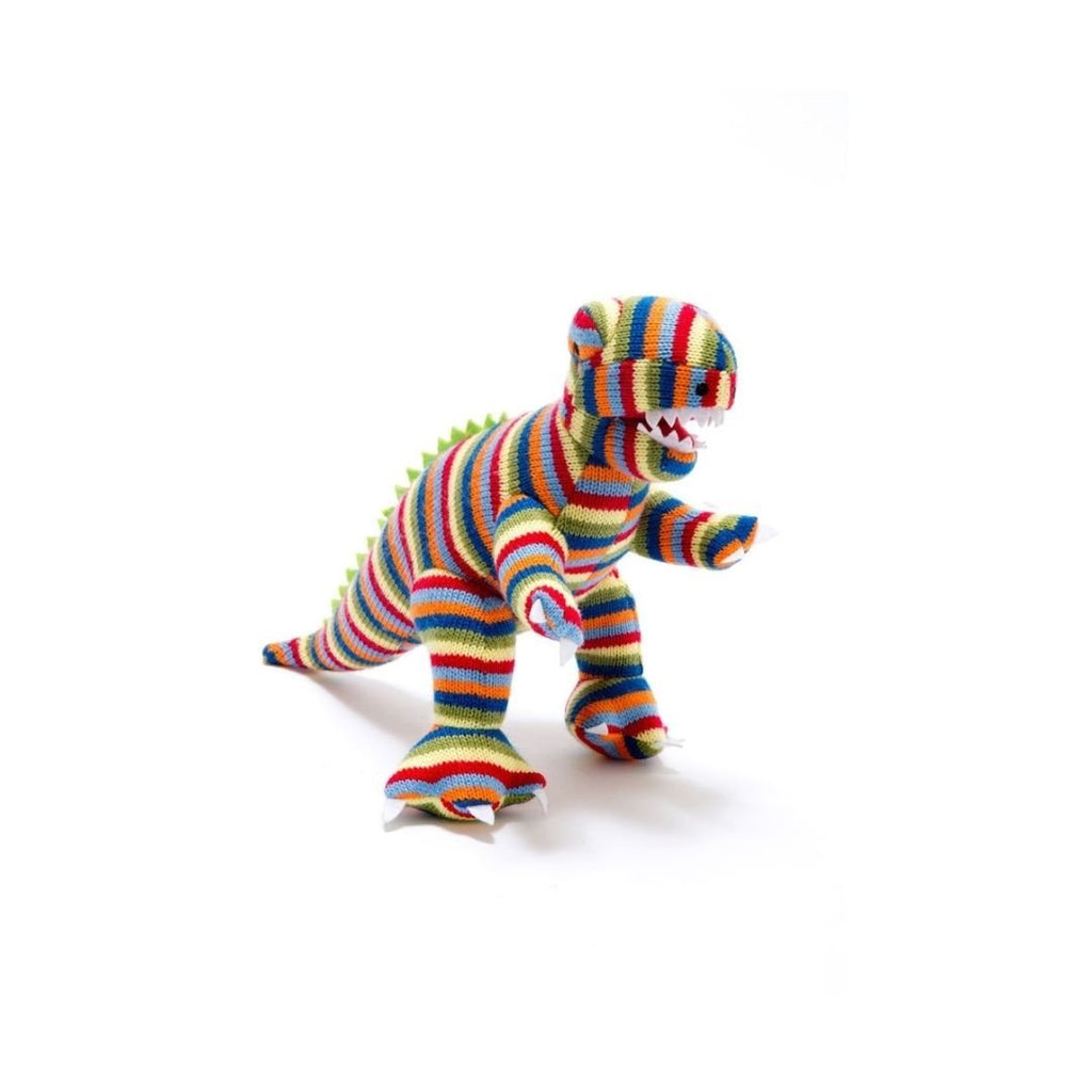 Best Years: Knitted Stripey T - Rex Rattle - Acorn & Pip_Best Years