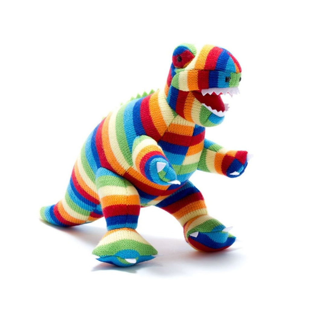 Best Years: Knitted T-Rex Dinosaur Toy in Bold Stripe - Acorn & Pip_Best Years