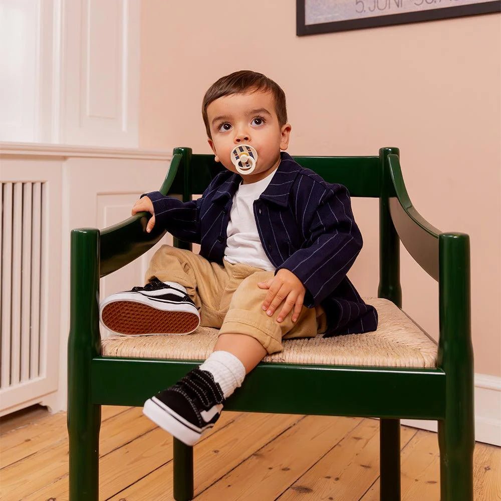 BIBS: STUDIO Colour 2 Pack Round Pacifier - Ivory Steel Blue Mix Size 1 (0+ Months) - Acorn & Pip_BIBS