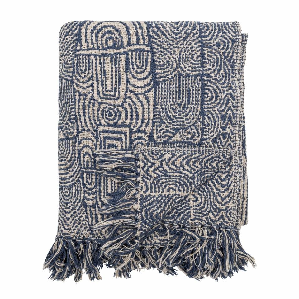 Bloomingville: Bresso Throw, Blue, Recycled Cotton - Acorn & Pip_Bloomingville