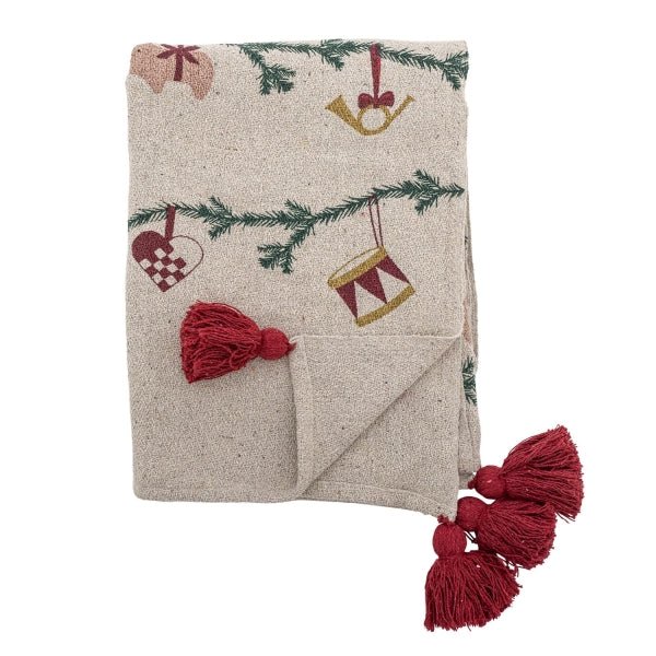 Bloomingville: Yule Throw, Nature, Recycled Cotton - Acorn & Pip_Bloomingville