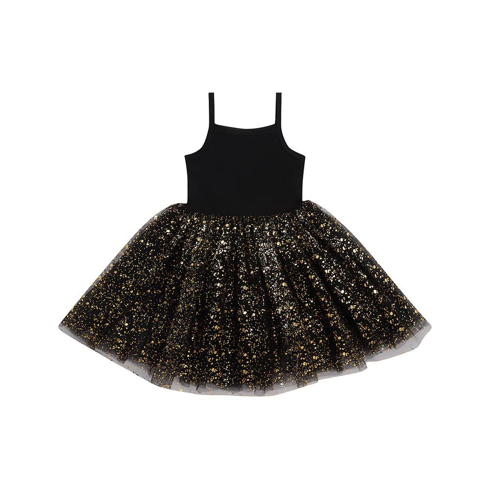 Bob & Blossom: Black & Gold Sparkle Dress - Acorn & Pip_Bob & Blossom