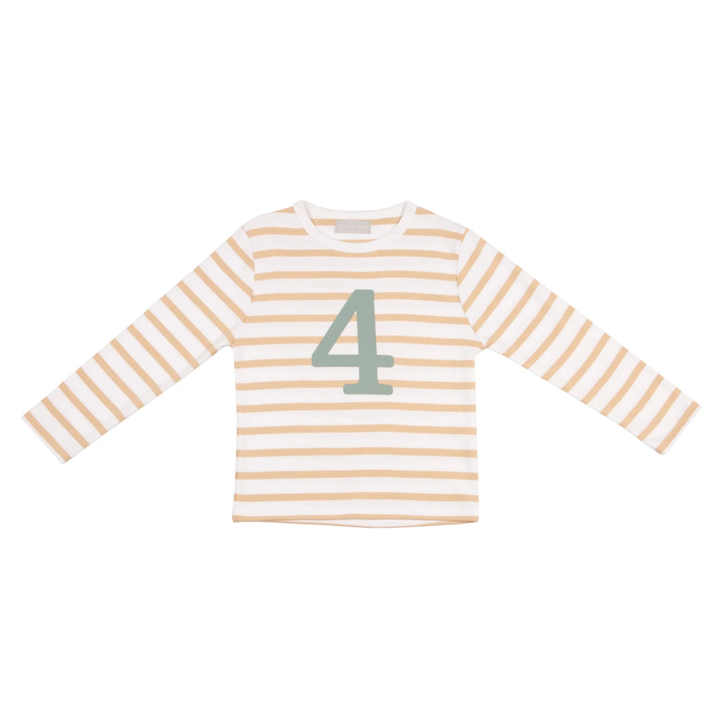 Bob + Blossom: Number Tee - Biscuit / Green - Acorn & Pip_Bob & Blossom