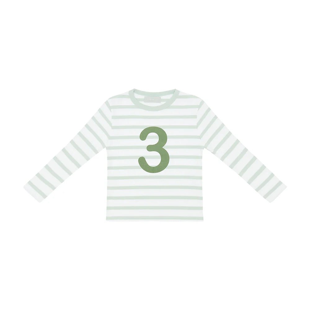 Bob & Blossom: Powder Blue & White Striped Number T-Shirt - Acorn & Pip_Bob & Blossom