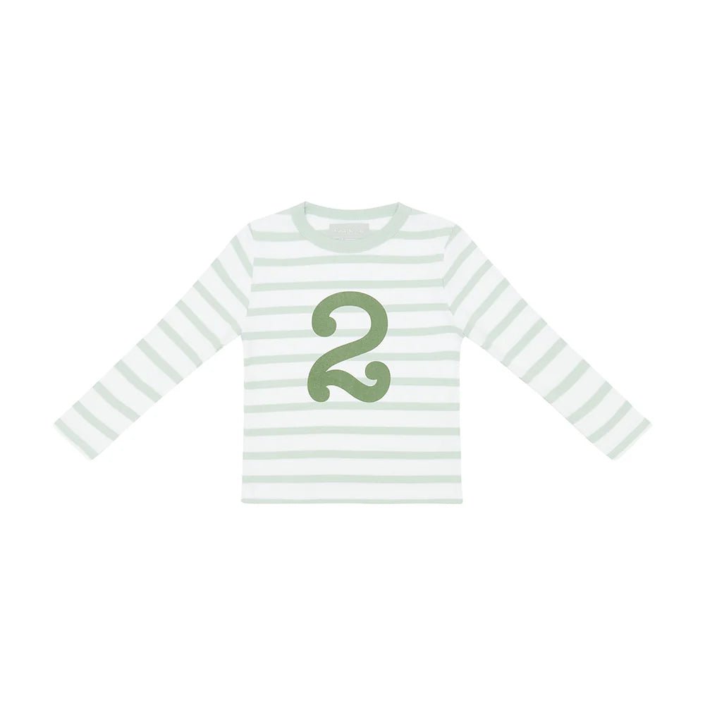 Bob & Blossom: Powder Blue & White Striped Number T-Shirt - Acorn & Pip_Bob & Blossom