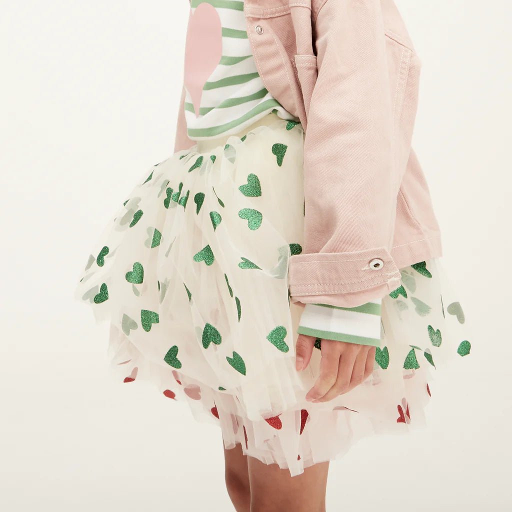 Bob & Blossom: Vanilla Tutu with Green Glitter Hearts - Acorn & Pip_Bob & Blossom