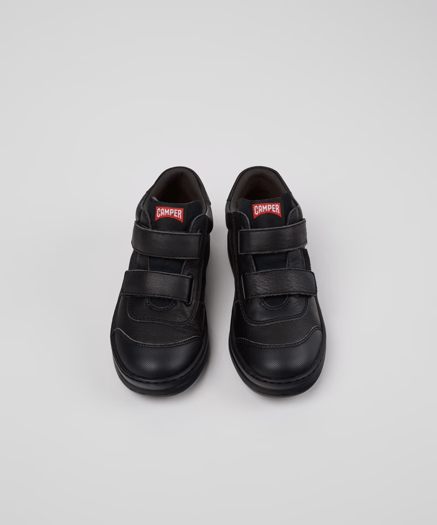 Camper: Runner High Velcro School Shoes - Black - Acorn & Pip_Camper