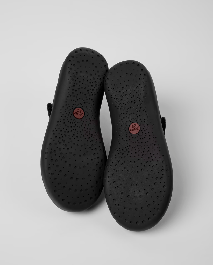 Camper: Spiral Comet Girls Velcro School Shoes - Black - Acorn & Pip_Camper