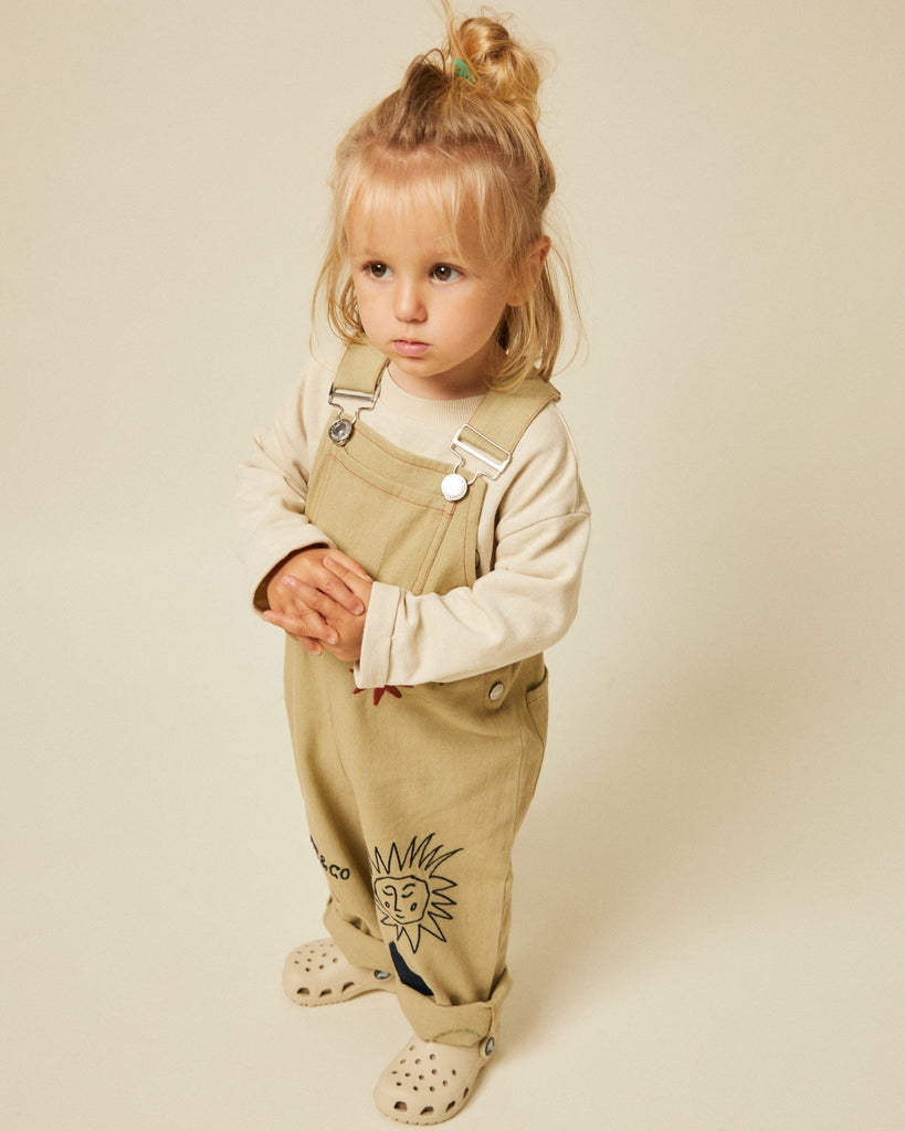 Claude & Co: Piper Embroidery Dungaree - Olive - Acorn & Pip_Claude & Co