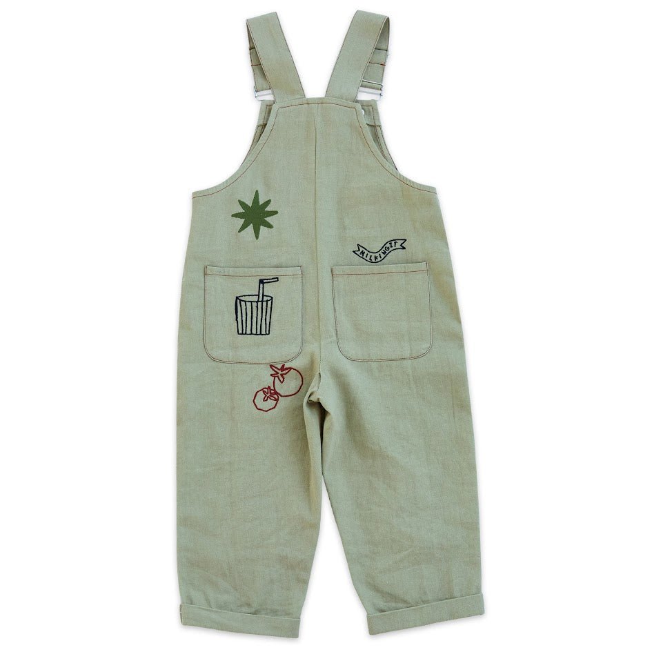 Claude & Co: Piper Embroidery Dungaree - Olive - Acorn & Pip_Claude & Co