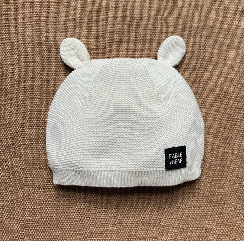 Fable & Bear: Knitted Kids Hat with Ears - Natural White - Acorn & Pip_Fable & Bear