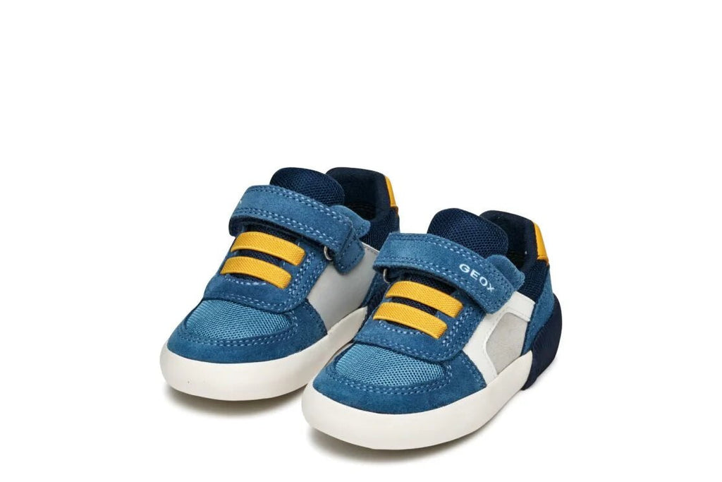 Geox: Gisli Velcro Trainers - Jeans / Yellow - Acorn & Pip_Geox