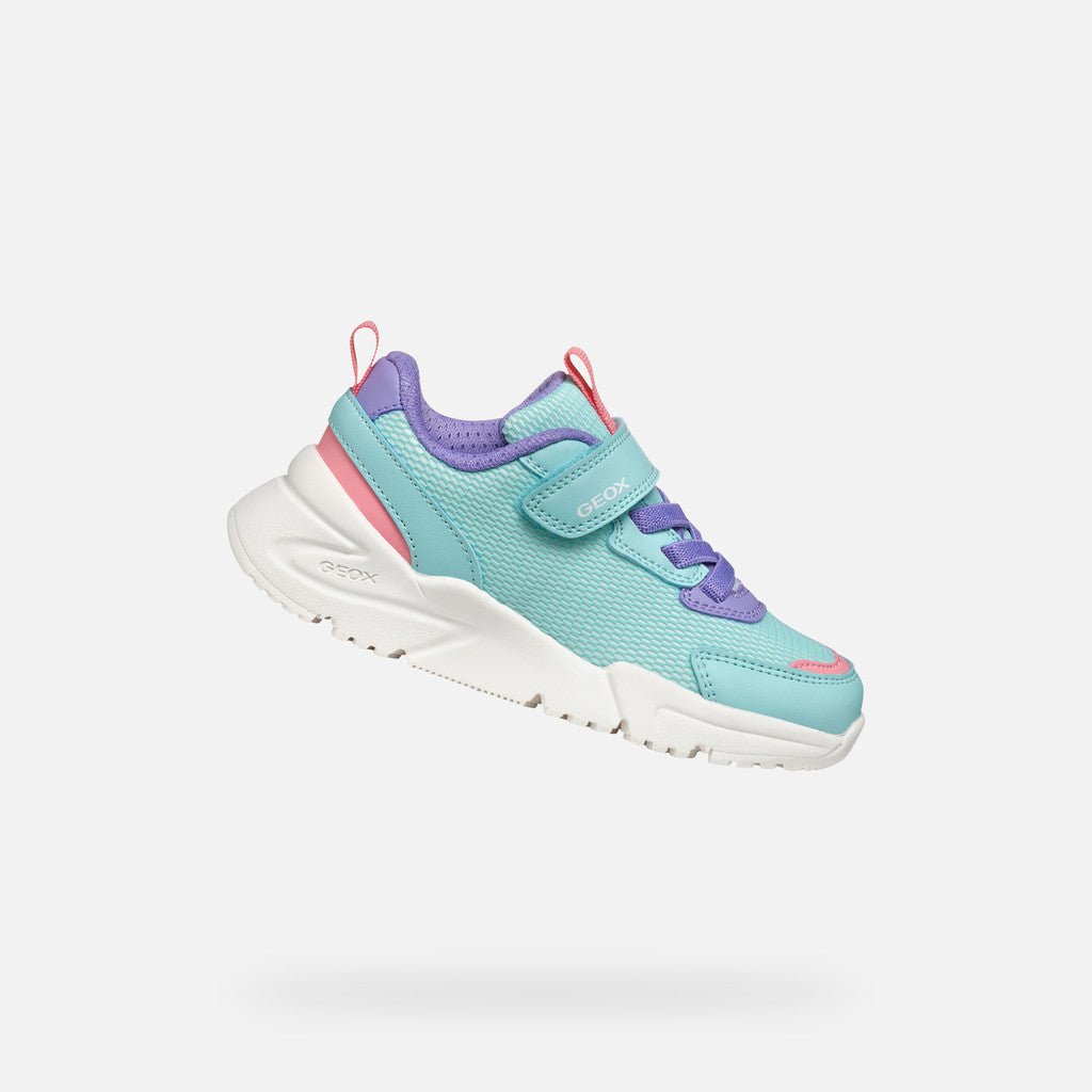 Geox: Loftus Velcro Trainers - Aqua / Lilac - Acorn & Pip_Geox