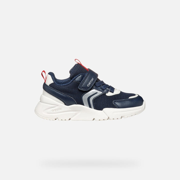 Geox: Loftus Velcro Trainers - Navy / Red - Acorn & Pip_Geox