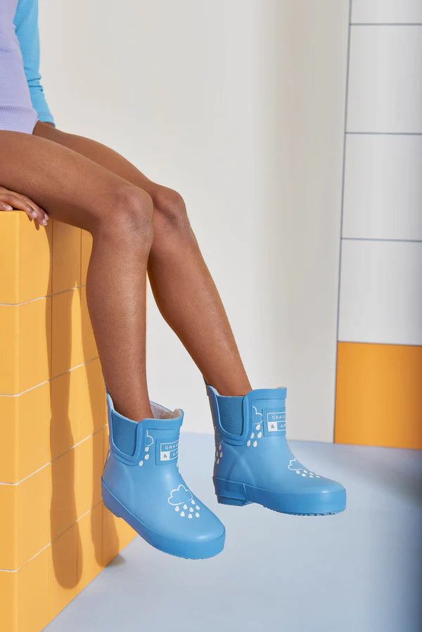 Grass & Air: Cornflower Blue Short Colour - Changing Kids Wellies - Acorn & Pip_Grass & Air