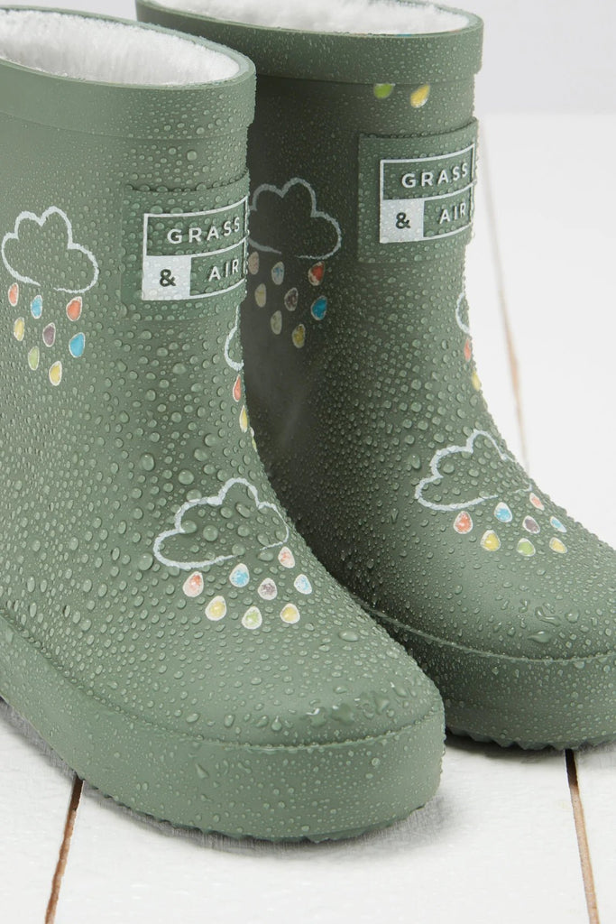 Grass & Air: Khaki Green Colour Changing Wellies - Acorn & Pip_Grass & Air