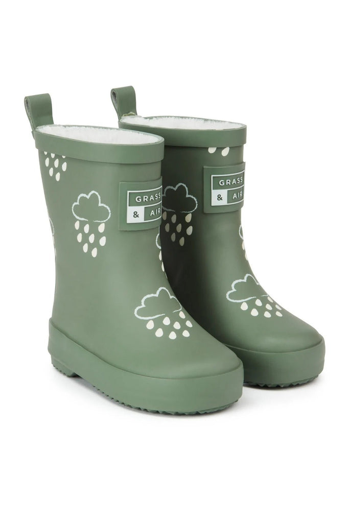 Grass & Air: Khaki Green Colour Changing Wellies - Acorn & Pip_Grass & Air