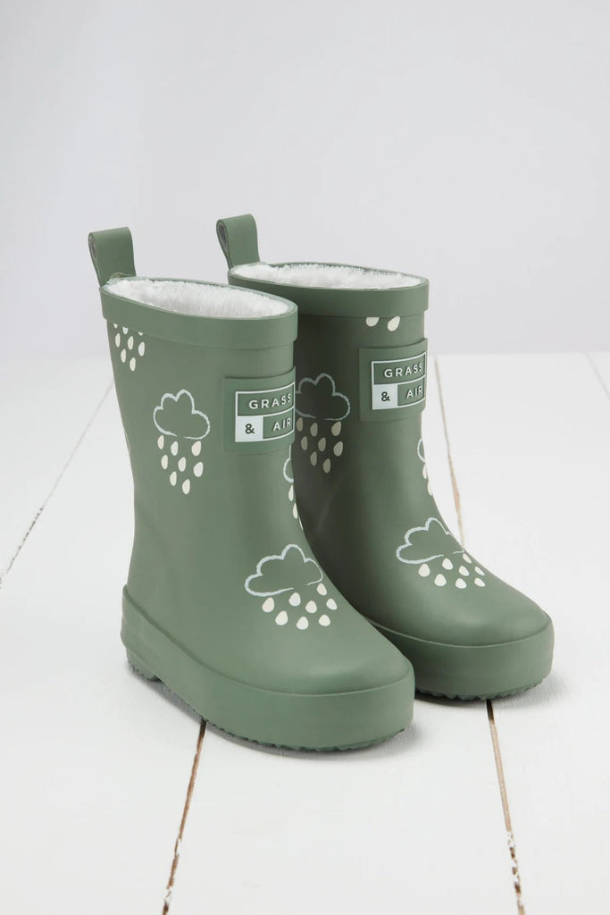 Grass & Air: Khaki Green Colour Changing Wellies - Acorn & Pip_Grass & Air