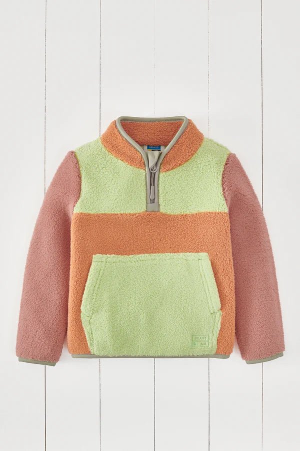 Grass & Air: Volcanic Orange Borg Quarter Zip Fleece Jumper - Acorn & Pip_Grass & Air