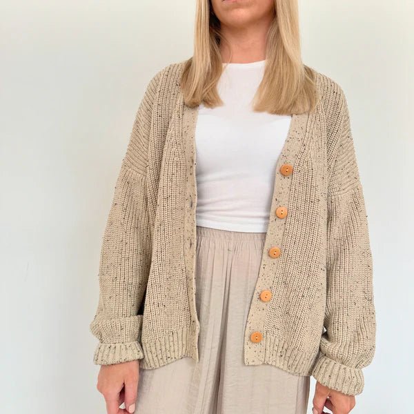 Hunter + Rose: Avery Adult Cardigan - Oat Flecked - Acorn & Pip_Hunter + Rose