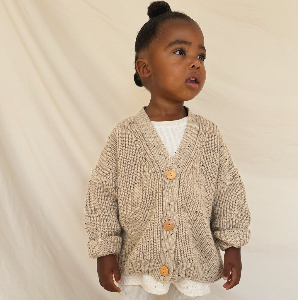 Hunter + Rose: Avery Kids Cardigan - Oat Flecked - Acorn & Pip_Hunter + Rose