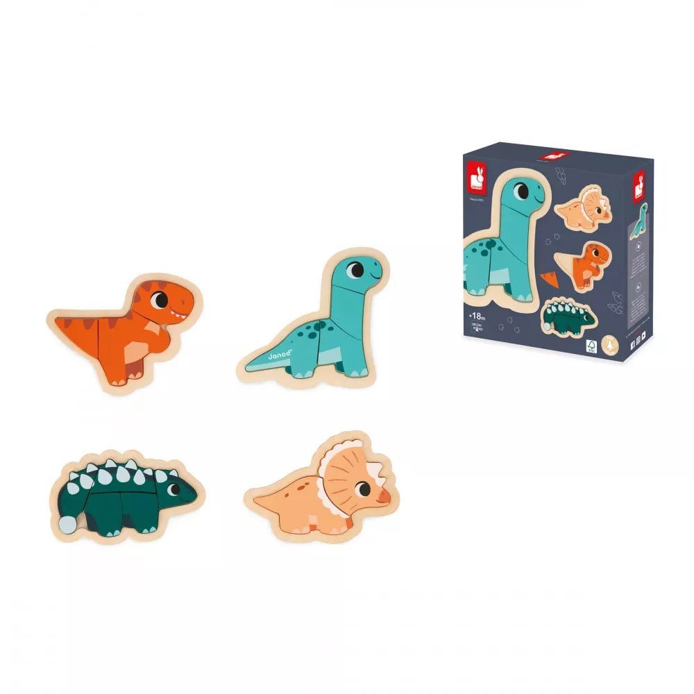 Janod: Dino - 4 Progressive Puzzles - Acorn & Pip_Janod