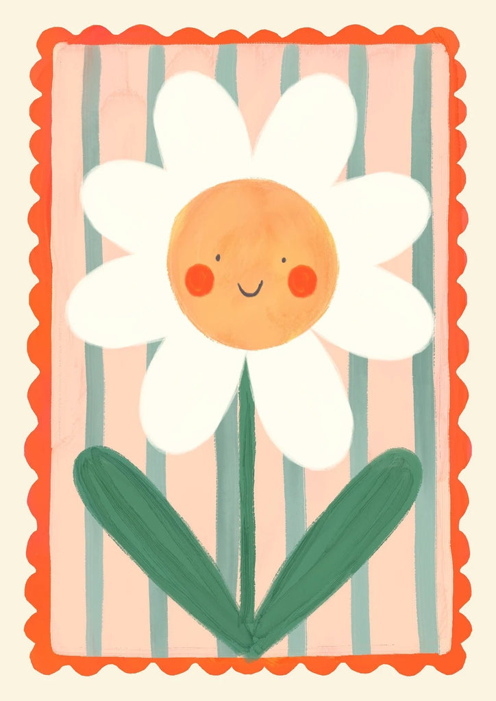 Kate Fox Design: Smiley Flower A4 Print - Acorn & Pip_Kate Fox Design