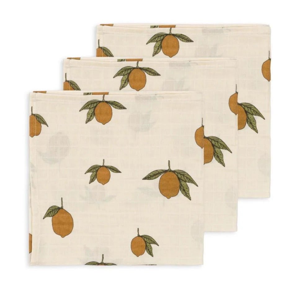 Konges Sløjd: 3 Pack Muslin Set - Mon Grand Citron - Acorn & Pip_Konges Sløjd