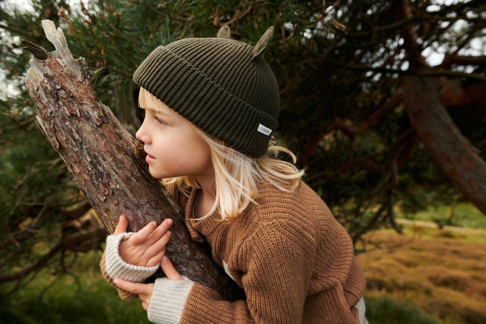 Liewood: Gina Beanie with Ears - Army Brown - Acorn & Pip_Liewood