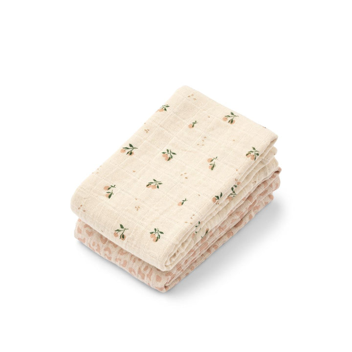 Mini Leo and Mini Peach muslin cloths
