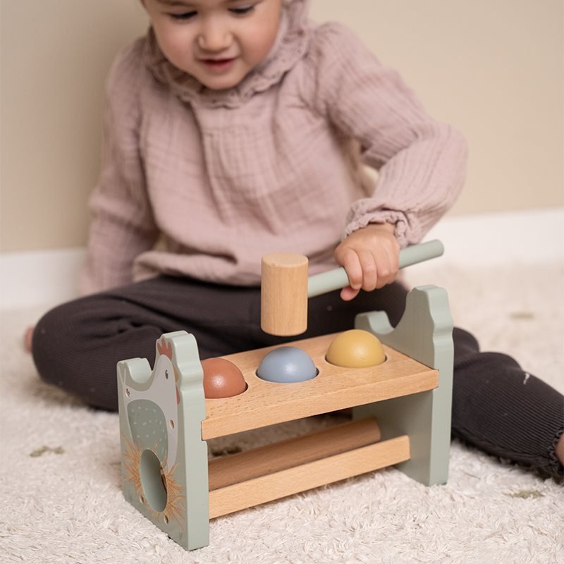 Little Dutch: Wooden Pounding Bench with Rolling Balls - Little Farm - Acorn & Pip_Little Dutch