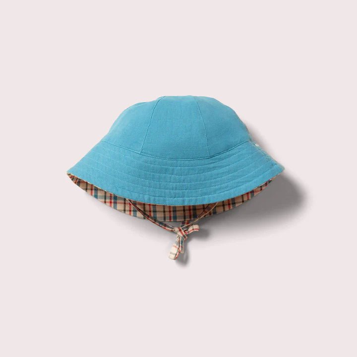 Little Green Radicals: Checked Seersucker Reversible Sunhat - Acorn & Pip_Little Green Radicals