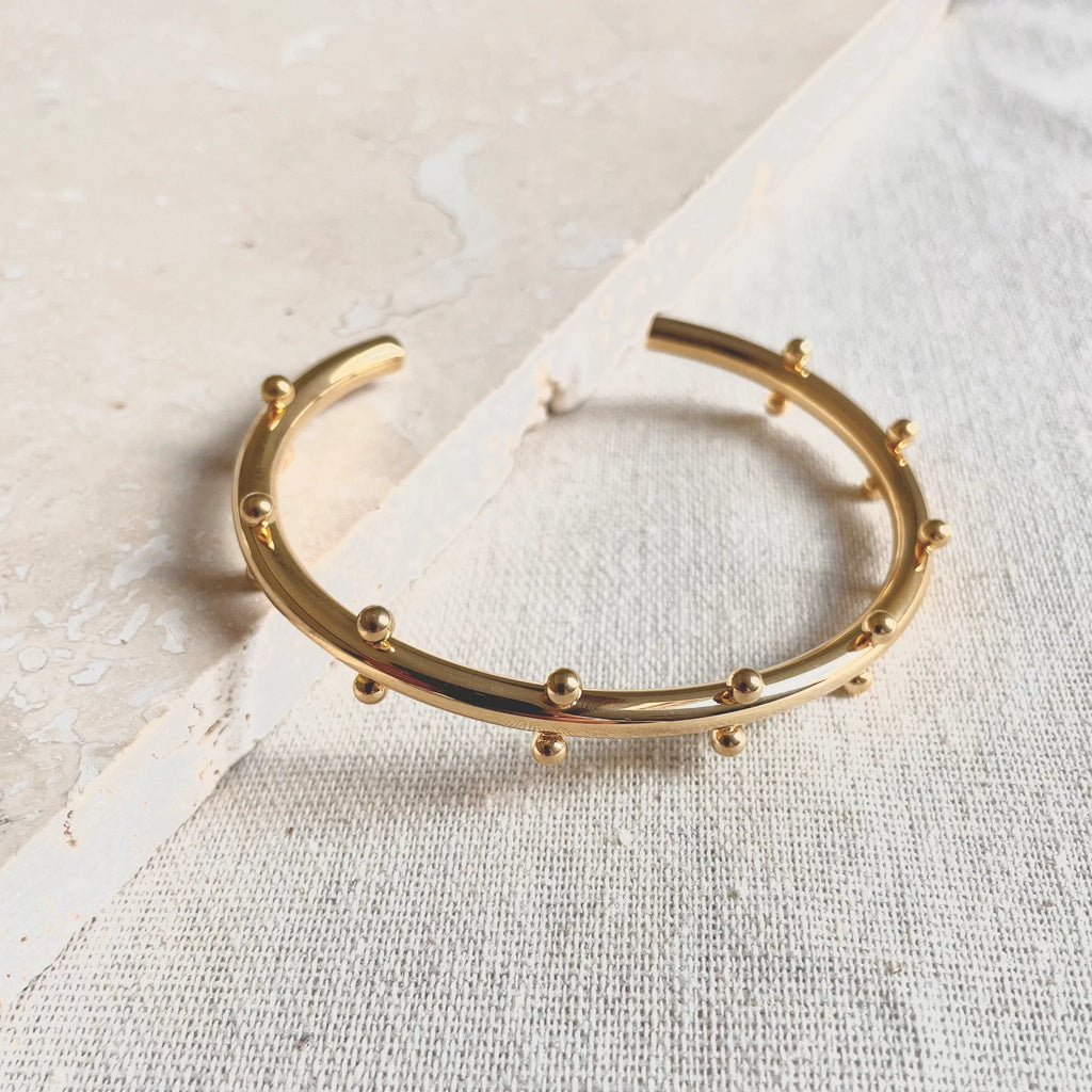 Little Nell: Gold Stud Bangle - Acorn & Pip_Little Nell Jewellery