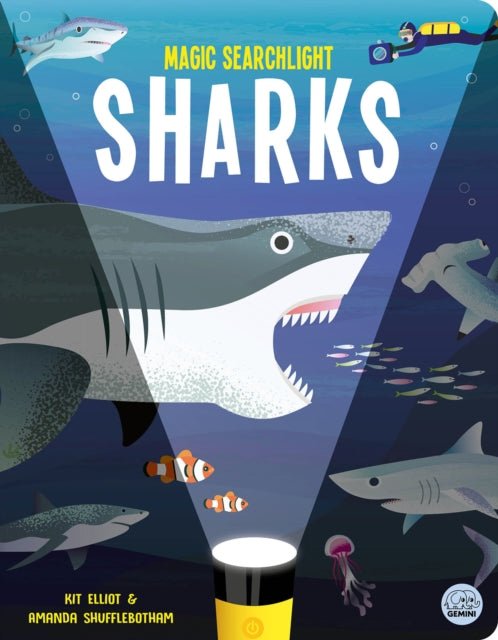 Magic Searchlight - Sharks (Hardback) - Acorn & Pip_Bookspeed