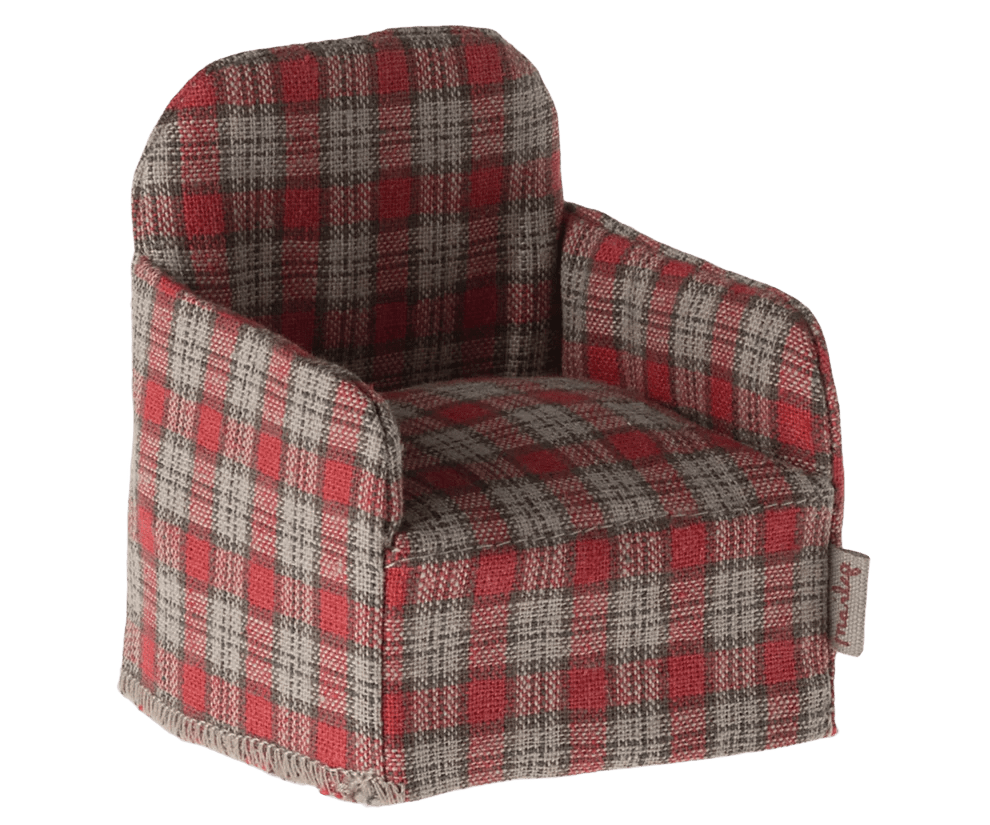 Maileg: Chair, Mouse - Red checker - Acorn & Pip_Maileg