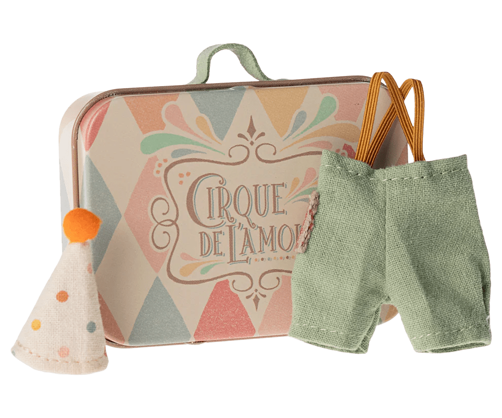 Maileg: Clown clothes in suitcase, Little brother mouse - Acorn & Pip_Maileg