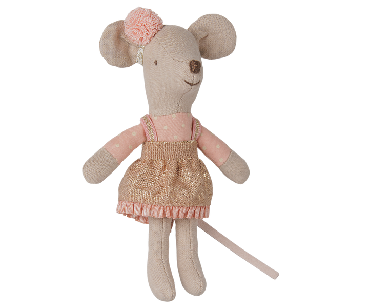 Maileg Driver Mouse Little Sister Mouse in Glitter Dress