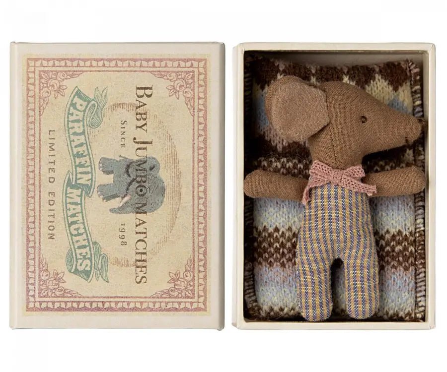 Maileg: Sleepy wakey baby mouse in matchbox - Rose - Acorn & Pip_Maileg