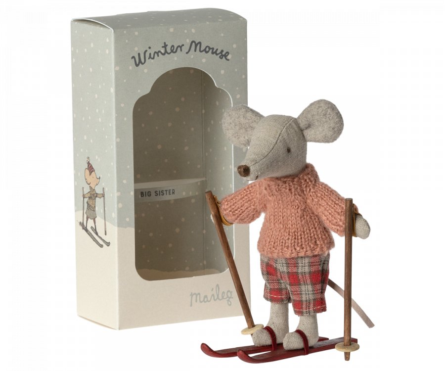 Maileg: Winter Mouse Ski Set - Big Sister - Acorn & Pip_Maileg