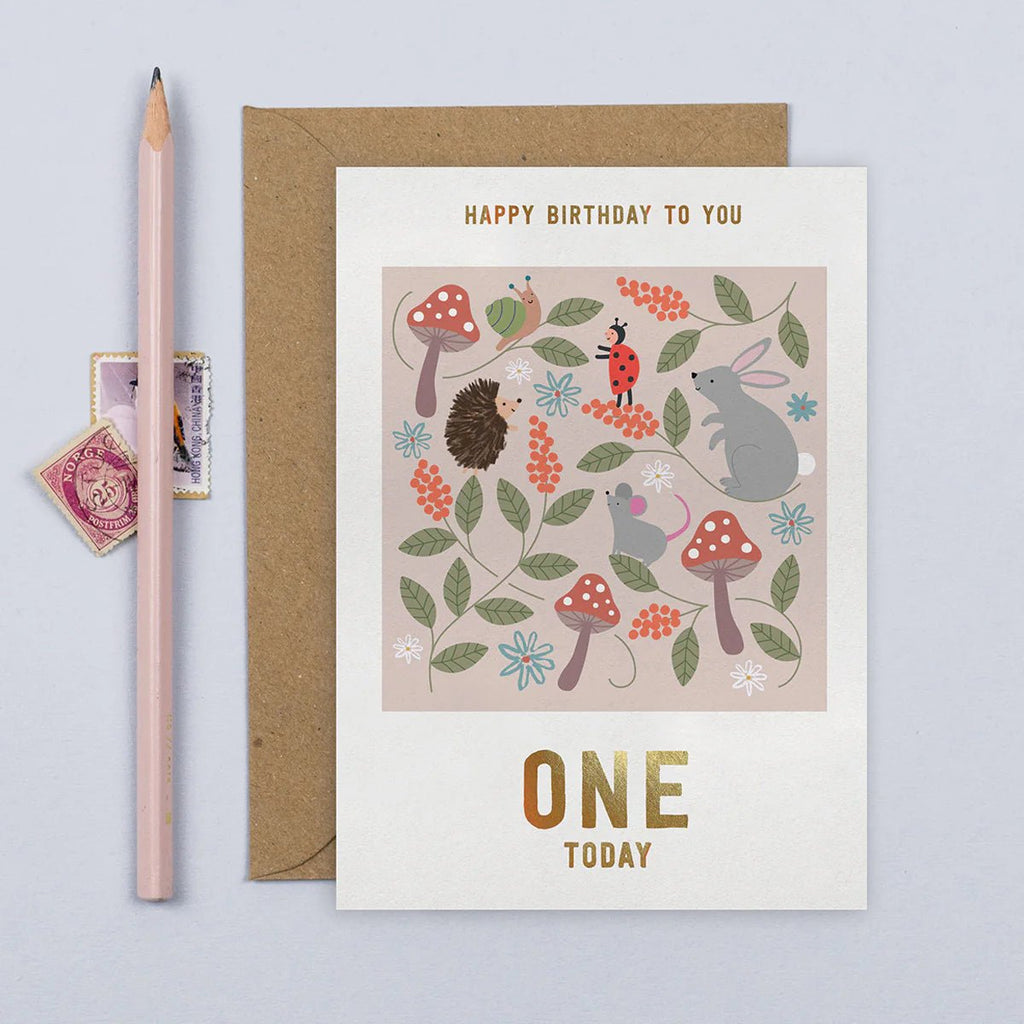 Mifkins: Woodland Antics 1st Birthday Card - Acorn & Pip_Mifkins